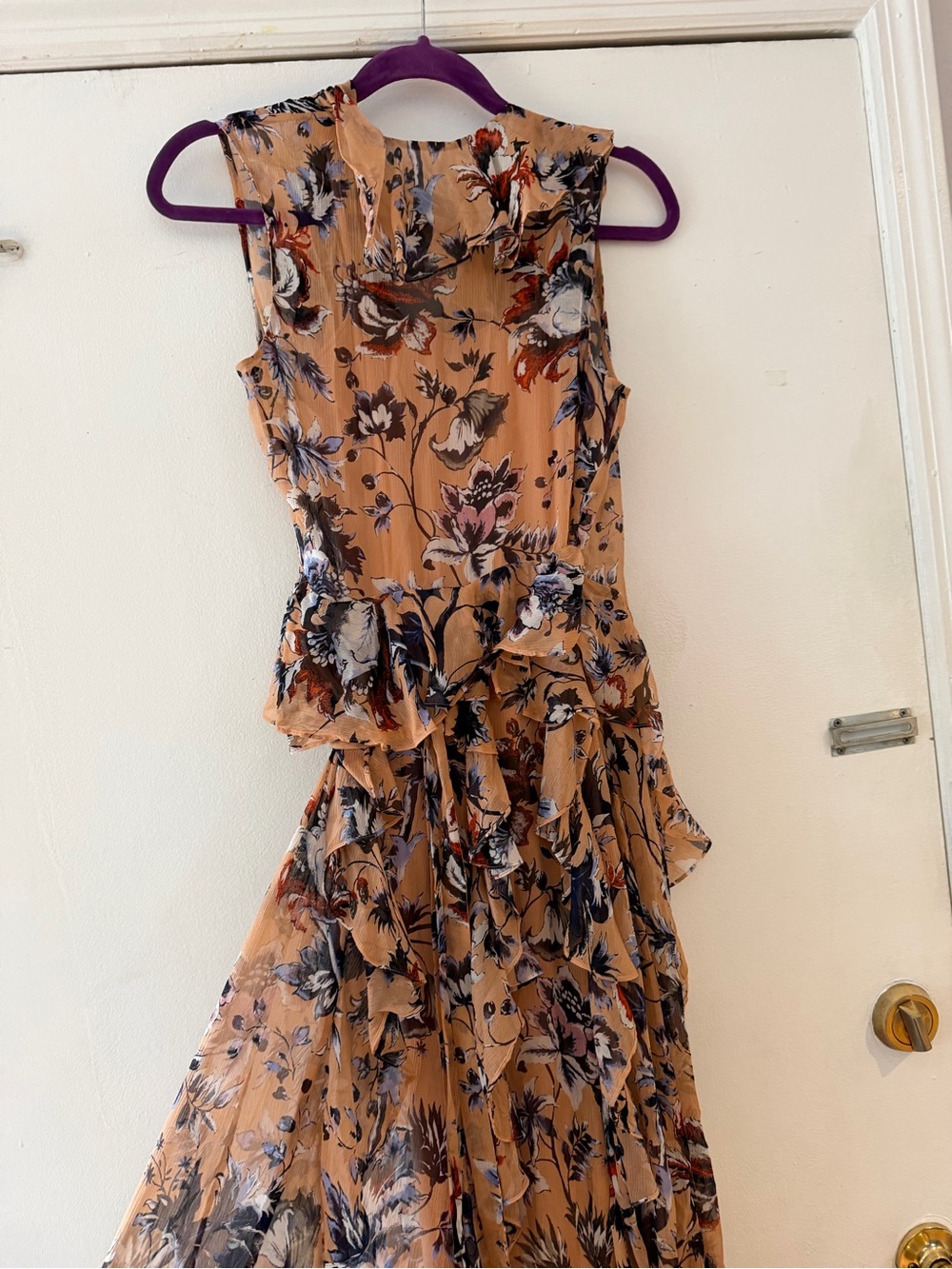 Floral Peach Ruffle maxi Dress